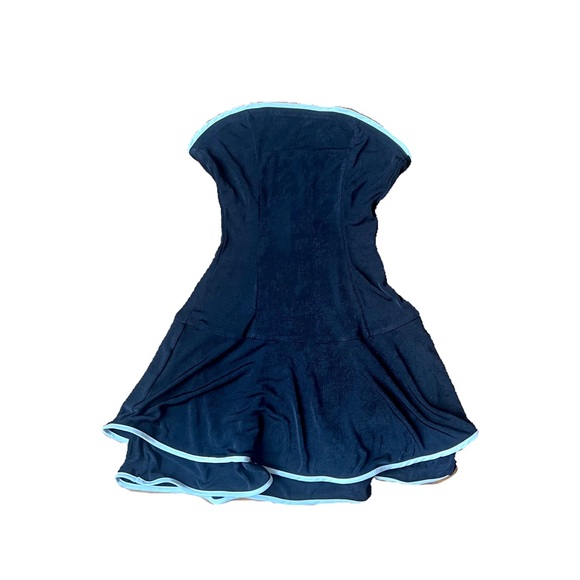 Motel Rocks Samira Bandeau Mini Dress in Black with Ivory Binding - Picture 2 of 3